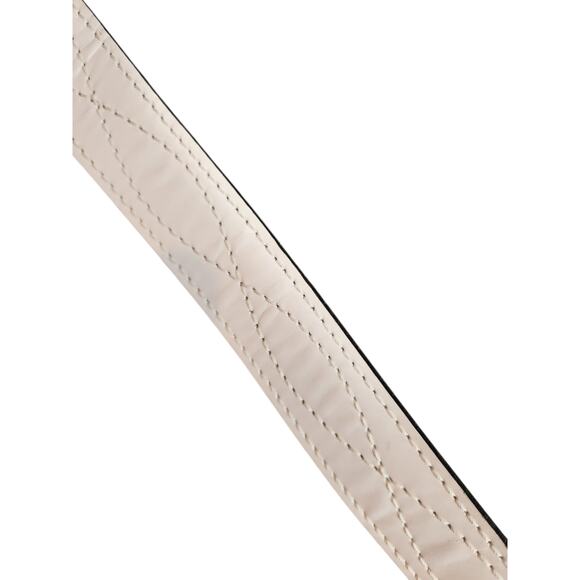 Sears White Genuine Leather Belt Size 36 Vintage Stitch Detail western boho main image 7